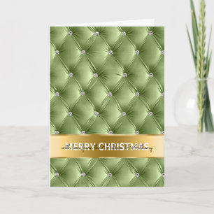 Cartão De Festividades Glam Faux Velvet Sage Green Dourado Natal