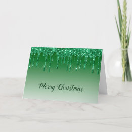 Cartão De Festividades Glam Green Glitter Dica de Natal