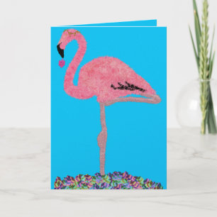 Cartão De Festividades Glam Pink Hanukkah flamingo praia
