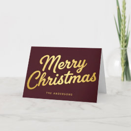 Cartão De Festividades Glam Retro Foil Script Merry Christmas