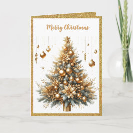 Cartão De Festividades Glamorous Gold Sparkle Christmas Tree  