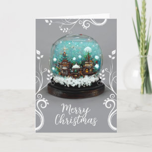 Cartão De Festividades Glass Snowball Winter Village Snowflakes Natal