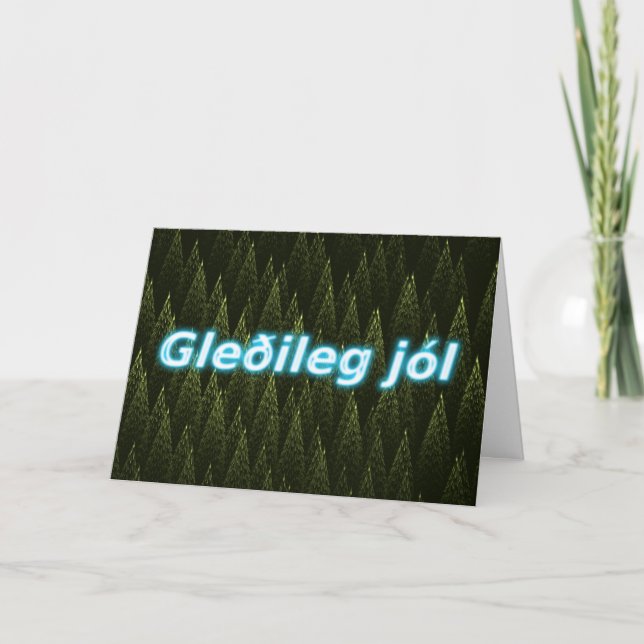 Cartão De Festividades Gleðileg Jól - Coníferas (Frente)