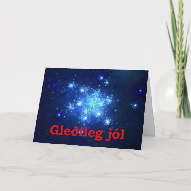 Cartão De Festividades Gleðileg Jól - Night Sky (Frente)