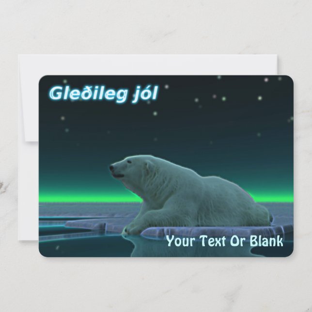 Cartão De Festividades Gleðileg Jól - Urso Polar De Borda Do Gelo (Frente)