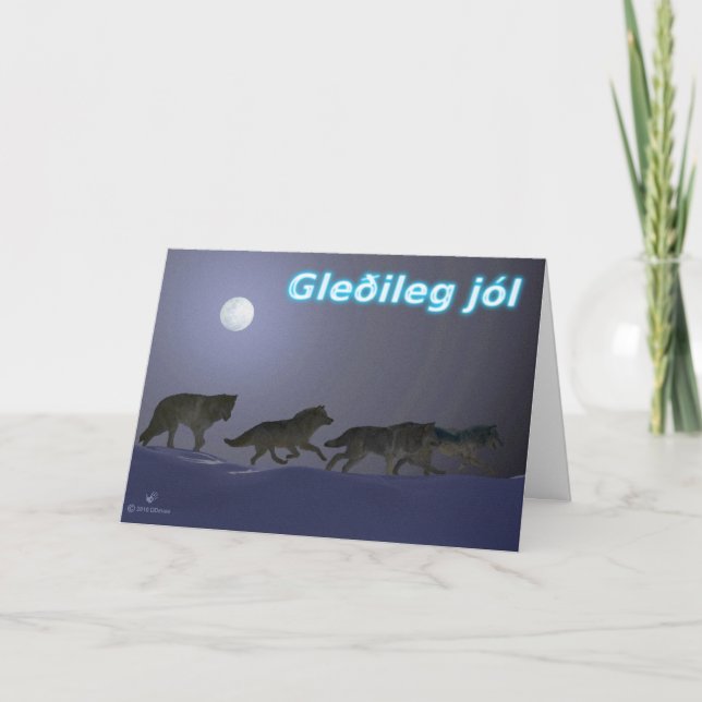 Cartão De Festividades Gleðileg jól - Wolf Pack (Frente)