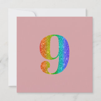 Cartão De Festividades Glitter 9.º Aniversário - Glitter Simulado
