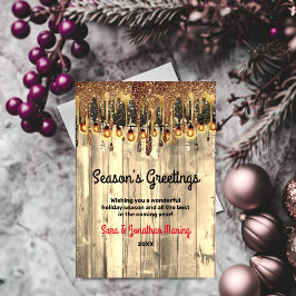 Cartão De Festividades Glitter de ouro russo cai no Natal