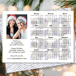 Cartão De Festividades Glitter Silver Minimalista do Calendário de Negóci