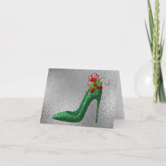 Cartão De Festividades Glitter Verde Sai da Saudação de Natal