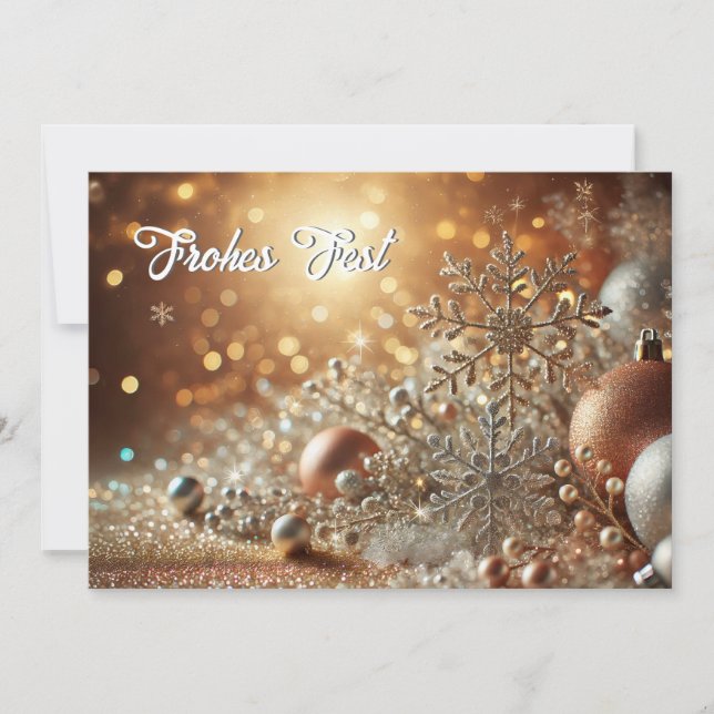 Cartão De Festividades Glittery Snowflake with Elegant Background (Frente)