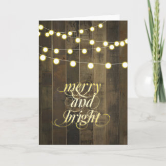 Cartão De Festividades Globe Hanging String Lights Merry and Bright