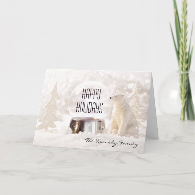 Cartão De Festividades Globo da neve na cena do inverno (Frente)