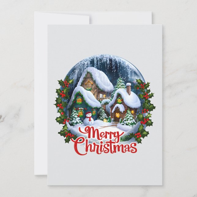 Cartão De Festividades Globo de Neve da Aldeia de Inverno Whimsso (Frente)