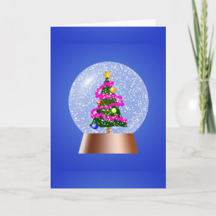 Cartão De Festividades Globo de Neve da Árvore de Natal