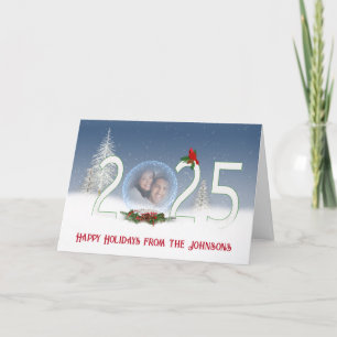 Cartão De Festividades Globo De Neve De Natal De 2025 Com Foto