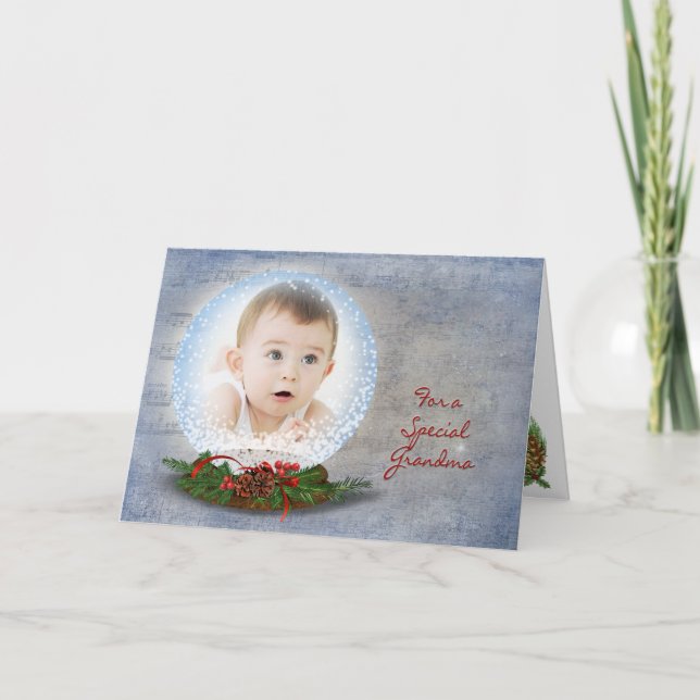 Cartão De Festividades Globo de Neve de Natal para a vovó (Frente)