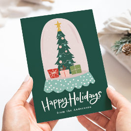 Cartão De Festividades Globo de Neve Whimsical Não Foto