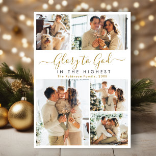 Cartão De Festividades Glória a Deus Colagem de Fotos Religiosas Natal