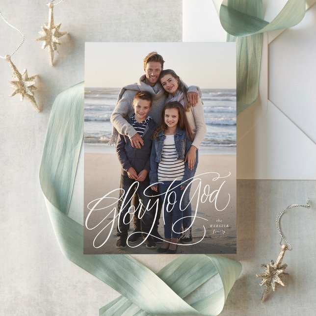 Cartão De Festividades Glória a Deus elegante foto religiosa Natal (Criador carregado)
