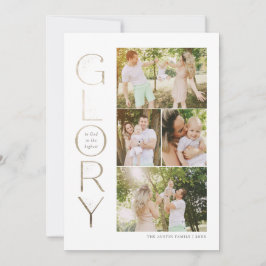 Cartão De Festividades Glória a Deus Faux Gold Foil Natal Religioso