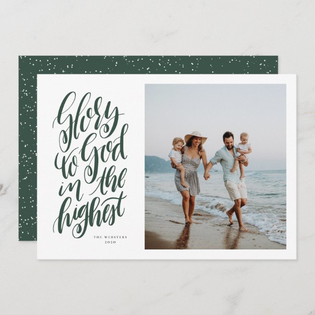 Cartão De Festividades Glória a Deus, foto religiosa de Natal (Frente/Verso)