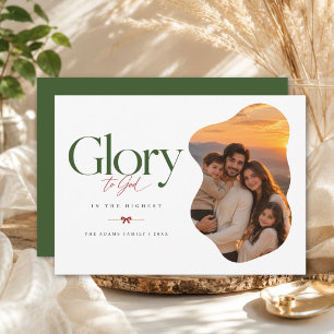 Cartão De Festividades Glória a Deus Foto Religiosa Moderna Ondulada Nata