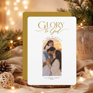 Cartão De Festividades Glória a Deus Luxo Religioso Natal Arco Foto