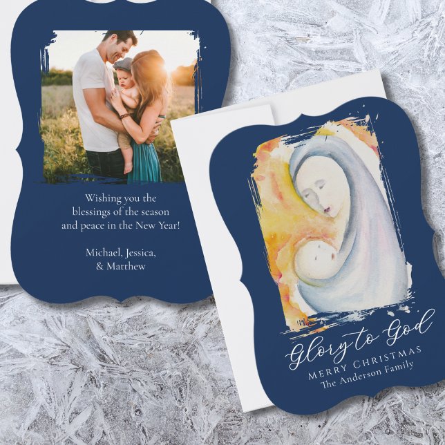 Cartão De Festividades Glória a Deus Madonna e à Criança Religiosa (Criador carregado)