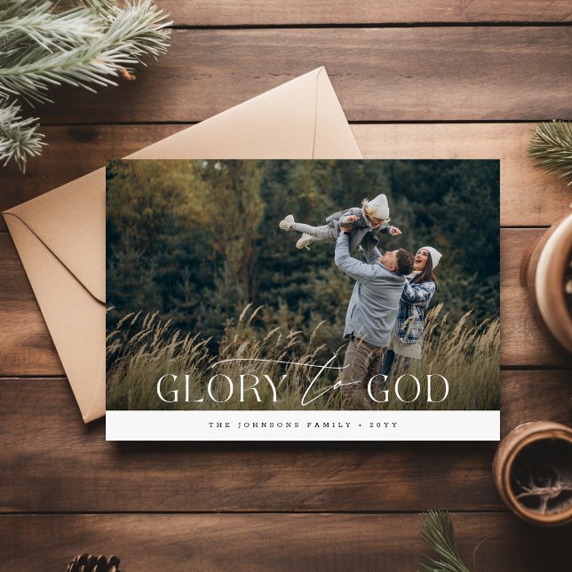 Cartão De Festividades Glória a Deus Natal da Família Cristã Religiosa (Front)