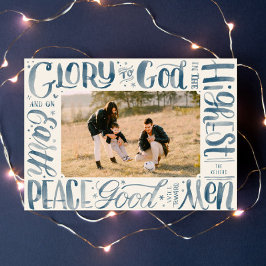 Cartão De Festividades Glória a Deus Pincel Aquarela Letreiramento