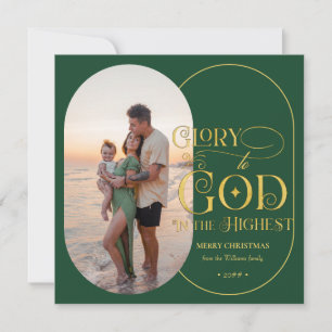 Cartão De Festividades Glória a Deus Religioso 2 Script Foto Cristão