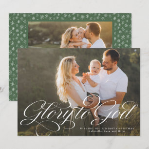 Cartão De Festividades Glória a Deus religioso duas fotos elegante Natal