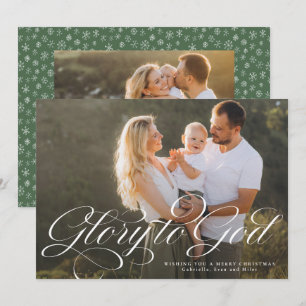Cartão De Festividades Glória a Deus religioso duas fotos elegante Natal