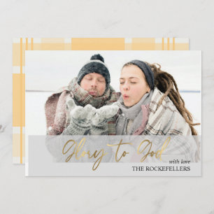 Cartão De Festividades Glória a Deus Script da Mostarda de Natal Foto de