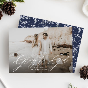 Cartão De Festividades Glória a Deus Script Overlay Foto Religiosa