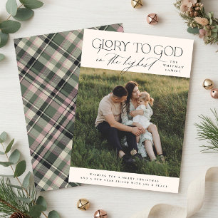 Cartão De Festividades Glória Elegante a Deus Foto Religiosa de Natal