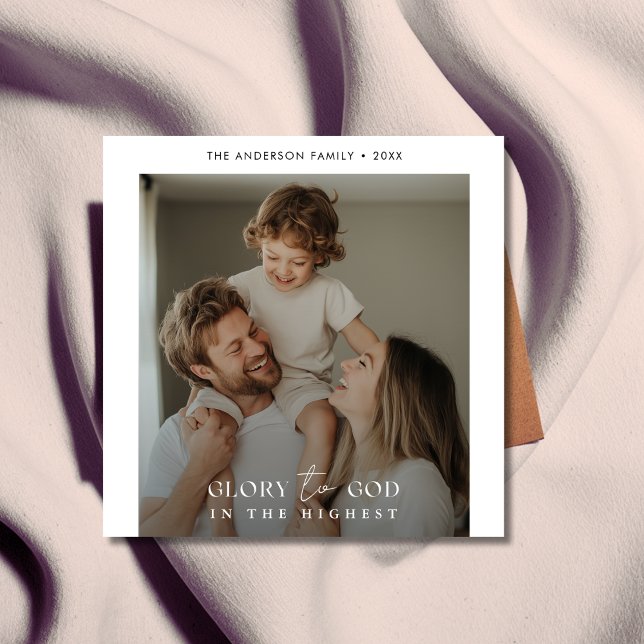 Cartão De Festividades Glória Moderna a Deus Foto de Natal Religioso (Criador carregado)