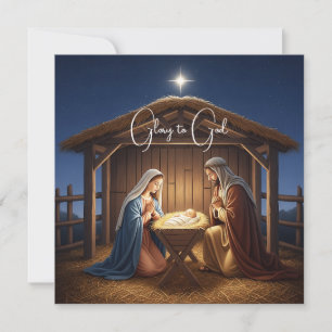 Cartão De Festividades Glória Religiosa Elegante A Deus Natal Cristão