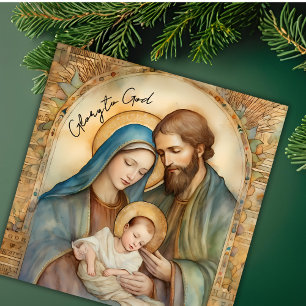 Cartão De Festividades Glória Retro Religiosa a Deus Natal Cristão