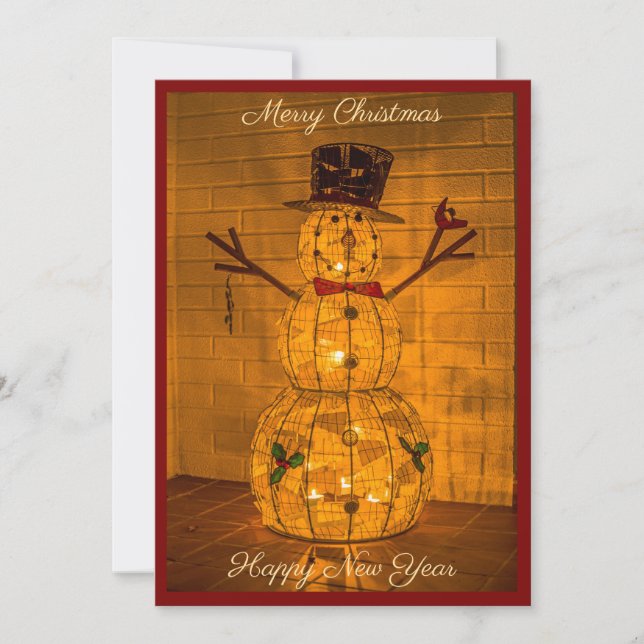 Cartão De Festividades Glowing Snowman Holiday Card (Frente)