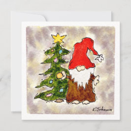 Cartão De Festividades Gnome and Tree Christmas Card