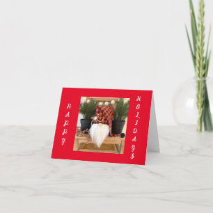 CARTÃO DE FESTIVIDADES GNOME DE PAPAI NOEL LEGAL E ANIMADO DIZ "FELIZ NAT