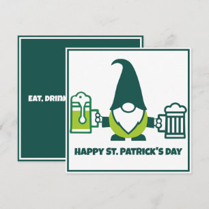 Cartão De Festividades Gnome do Dia de São Patrício com Caneca de Cerveja