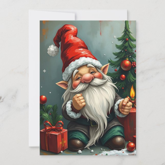 Cartão De Festividades Gnome Funny Trendy Whimsical Fantasy No Photo (Frente)