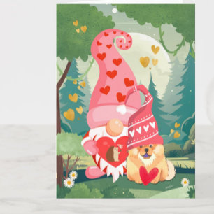 Cartão De Festividades GNOMEBODY AMA U MAIS Chow e gnomo do dia dos namor