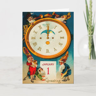 Cartão De Festividades Gnomes - Ringing in the New Year