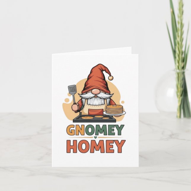Cartão De Festividades Gnomey Homey Pancakes design (Frente)