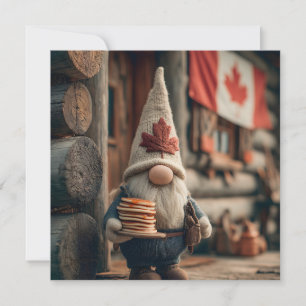 Cartão De Festividades Gnomo canadense bonito com panquecas