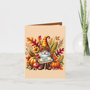 Cartão De Festividades Gnomo de Ação de Graças Sasonal Happy